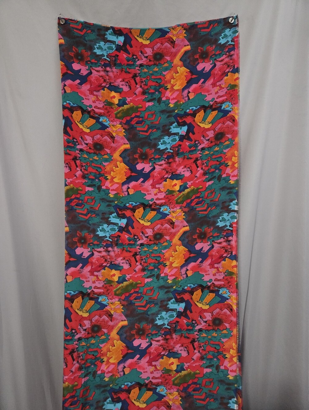 Vintage Vibrant Abstract Geometric Floral Fabric 46" Wide